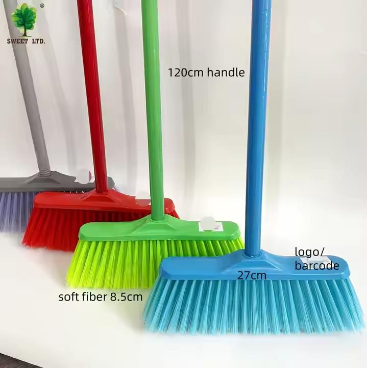 Home Cleaning Plastic Floor Soft Broom With Wooden Handle Escobas Dustpan and Broom Set